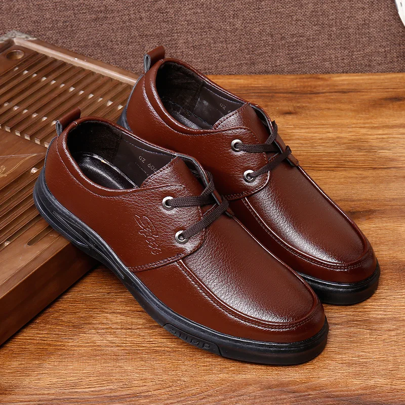 Men's Genuine Leather Shoes Head Leather Soft Anti-slip Rubber Loafers Shoes Man Casual Real Leather Shoes erf56