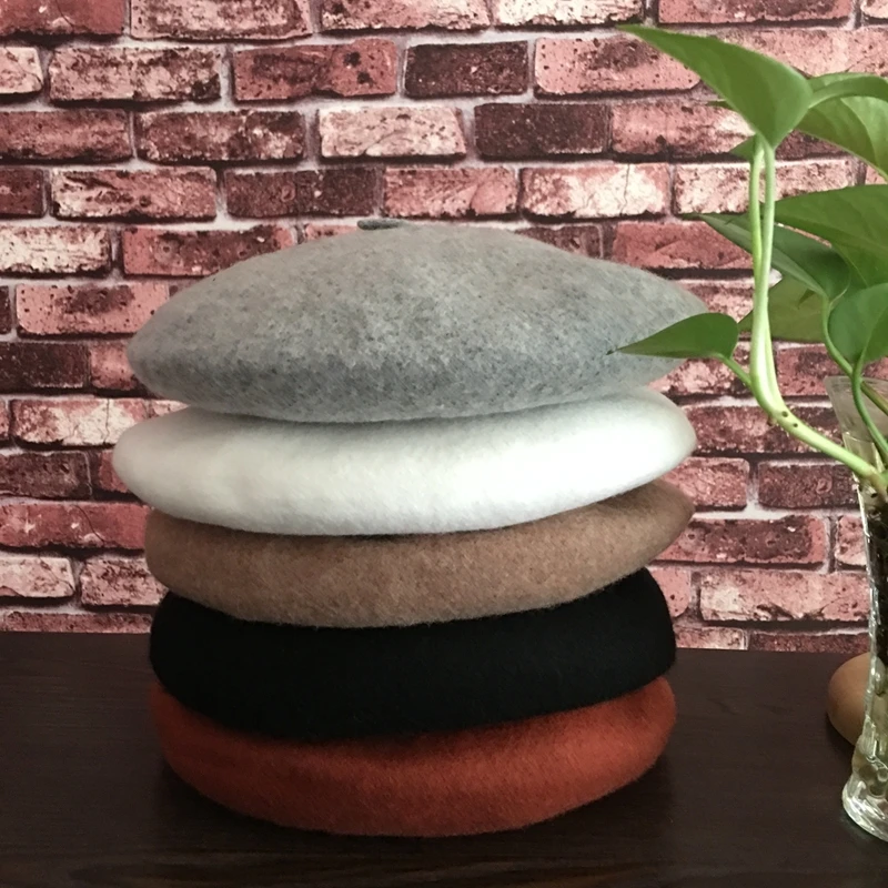 Осенне зимняя шерстяная шапка для молодых художников классическая женская с