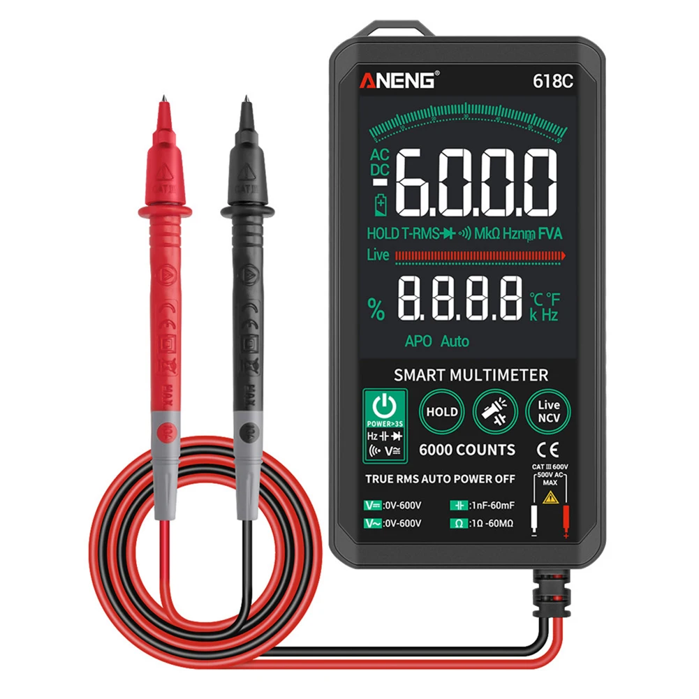 ANENG 618C/618A/618B Цифровой мультиметр Smart Touch Экран DC аналоговая панель истинный