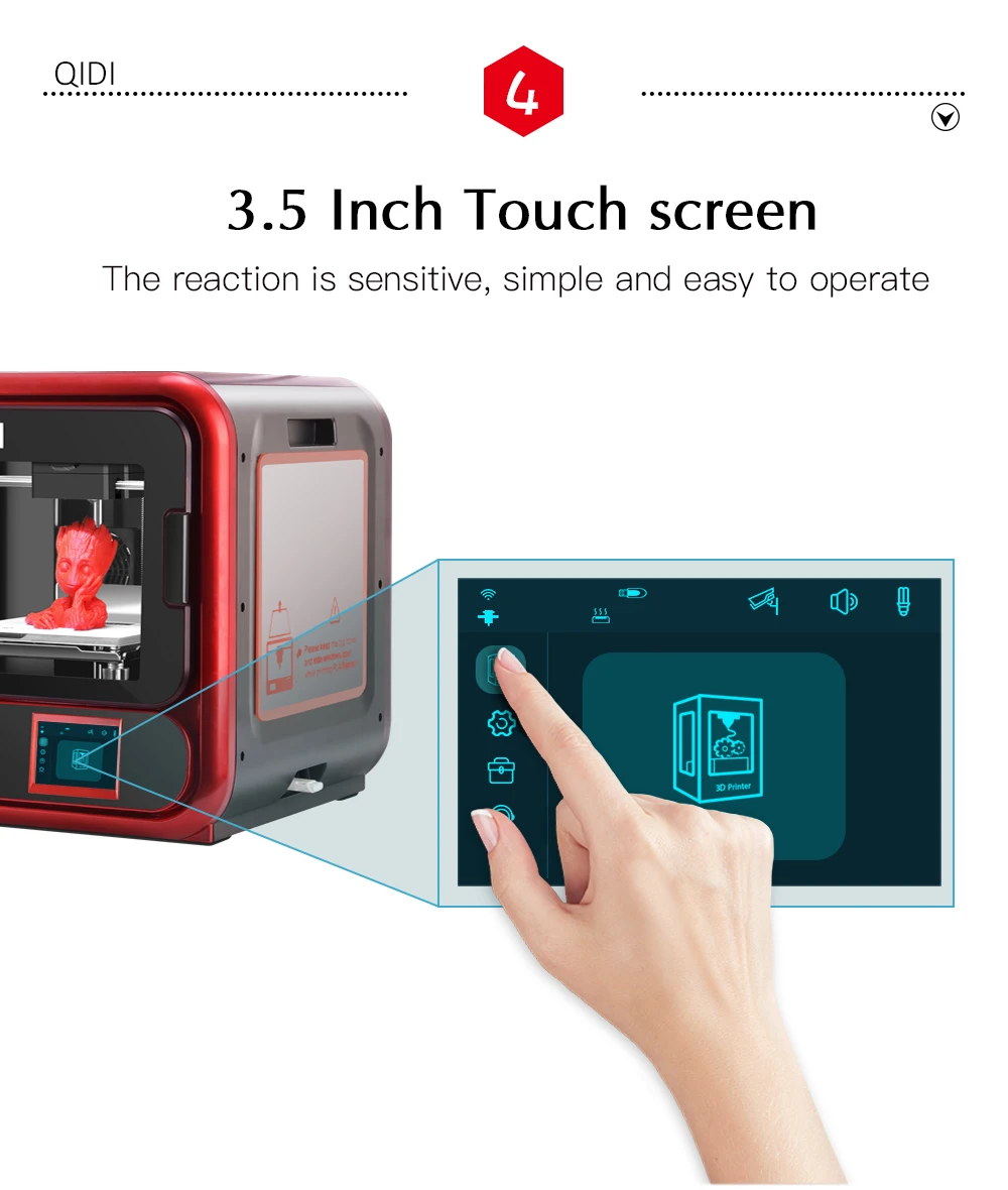 QIDI 3d принтер x-maker образовательного класса Impresora 3D Drucker Высокоточный размер печати 170 мм* 150 мм* 160 мм с ABS, PLA, гибкий
