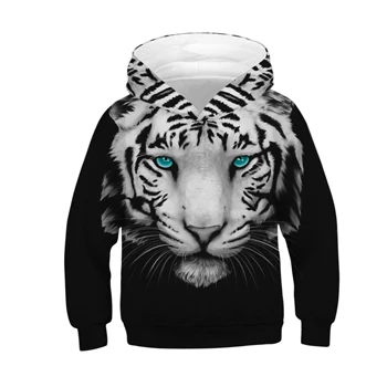 3D WOLF Boys Sweatshirt Hoodies Teens Spring Autumn Hooded Coat For Boys Kids Clothes Children Long Sleeve Pullover Tops - Цвет: TZ073-White