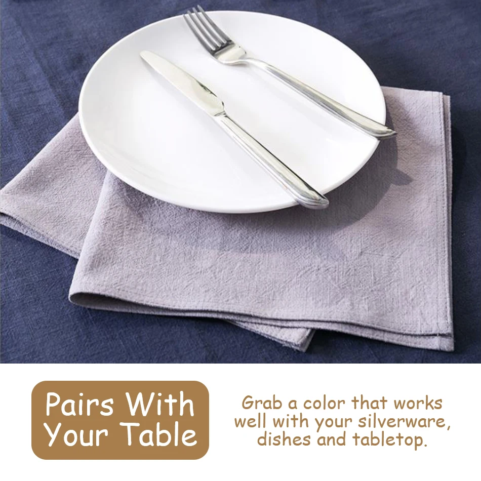 

12PCS Linen Napkins, Reusable Cloth ,Table Mat ,Kitchen Tableware Durable Towel ,for Family Dinners Weddings Party Dining Room