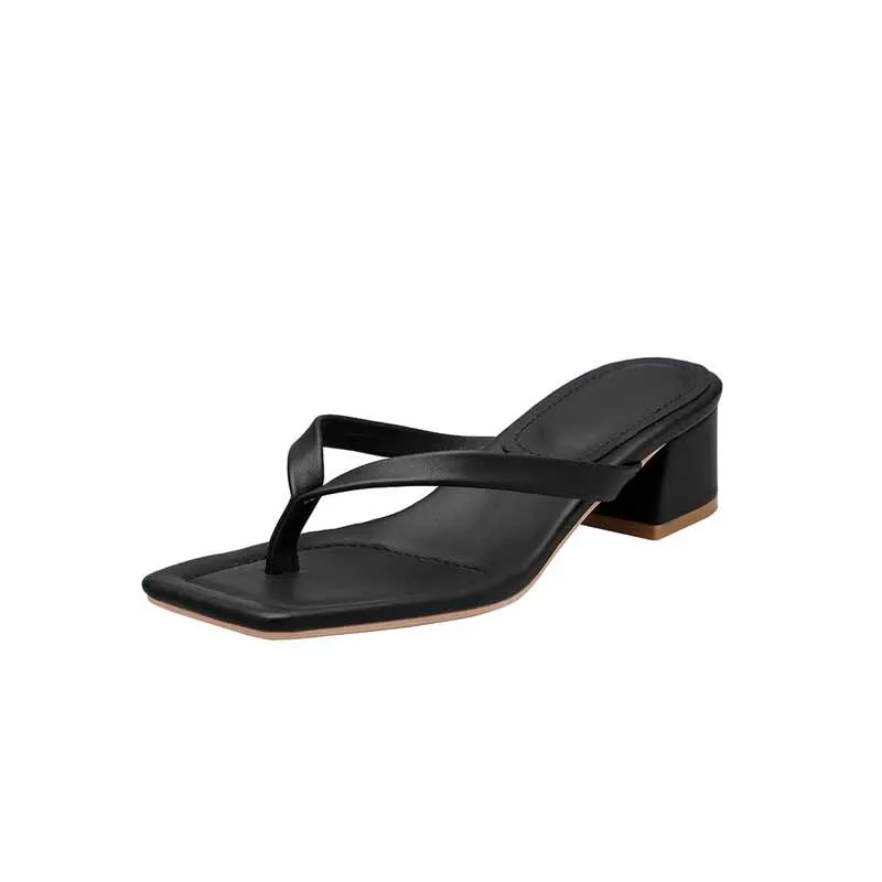 

Women's Summer Slippers Thick High Heel Wedges Slippers Fashion 2021 Female Beach Flops Sandals Platform Causal Solid Shoes