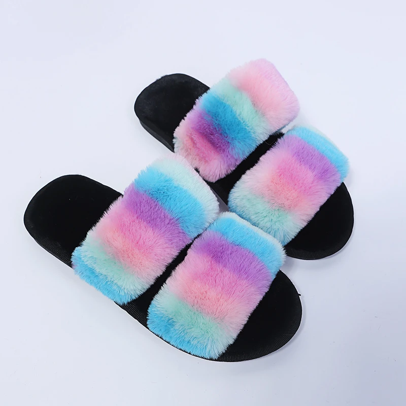 

Women Home Slippers Winter Warm Shoes Woman Slip on Flats Slides Female Faux Fur Slippers 36-41 wholesale Slippers