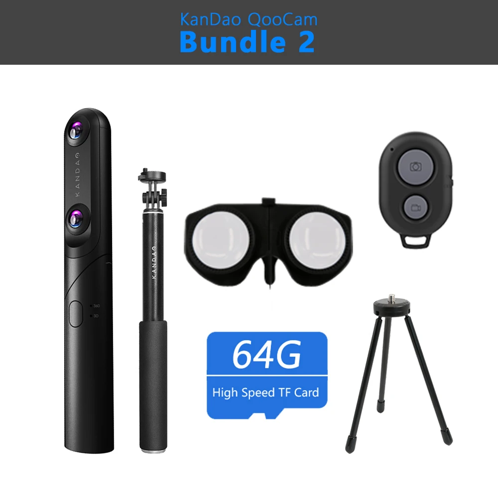 Bundle 2 QooCam 4K 360 и 3D VR 180 камера-вращающийся 3 объектива, портретный режим, стабилизация видео, смарт-клип, 120 FPS замедленное движение, 3D фото - Цветной: Bundle 2