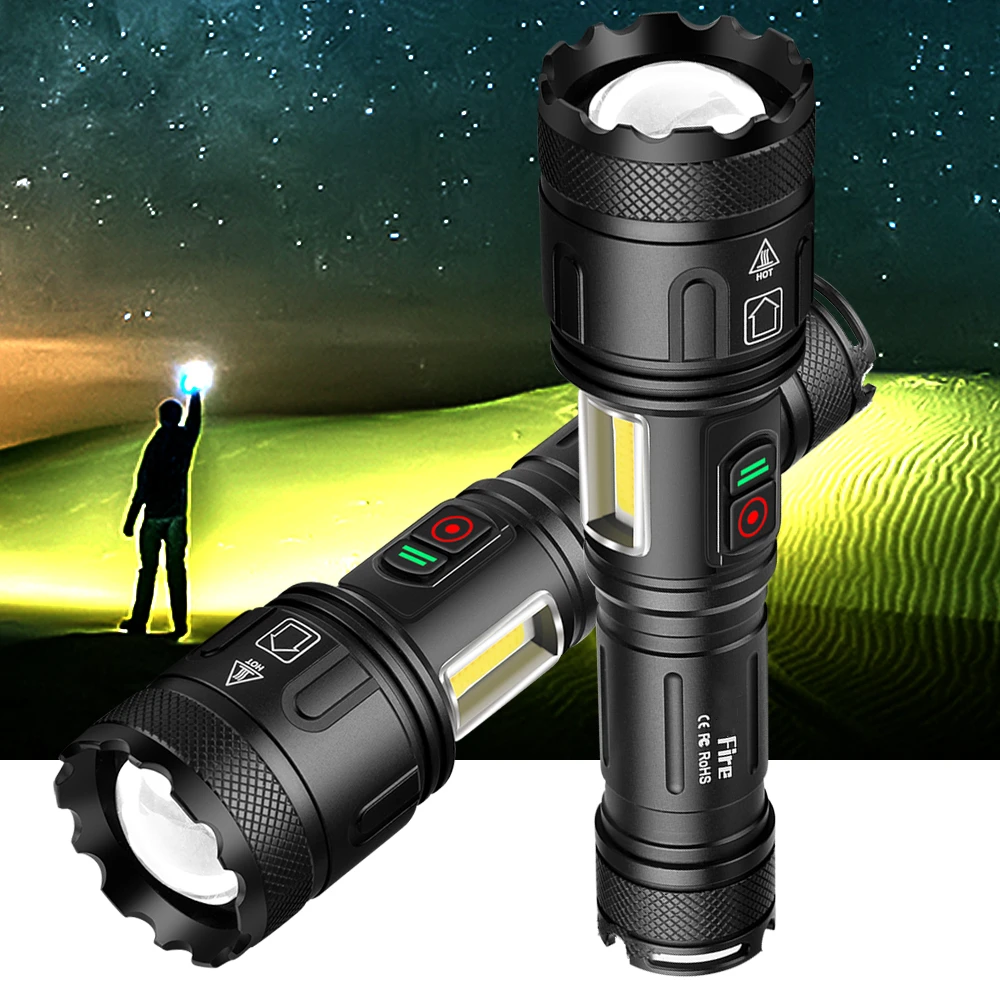 

90000Lumens XHP160 16-Core+COB LED Flashlight Telescopic Zoom Flashlight Torch Lanterna Waterproof Work Light Camping Lamp