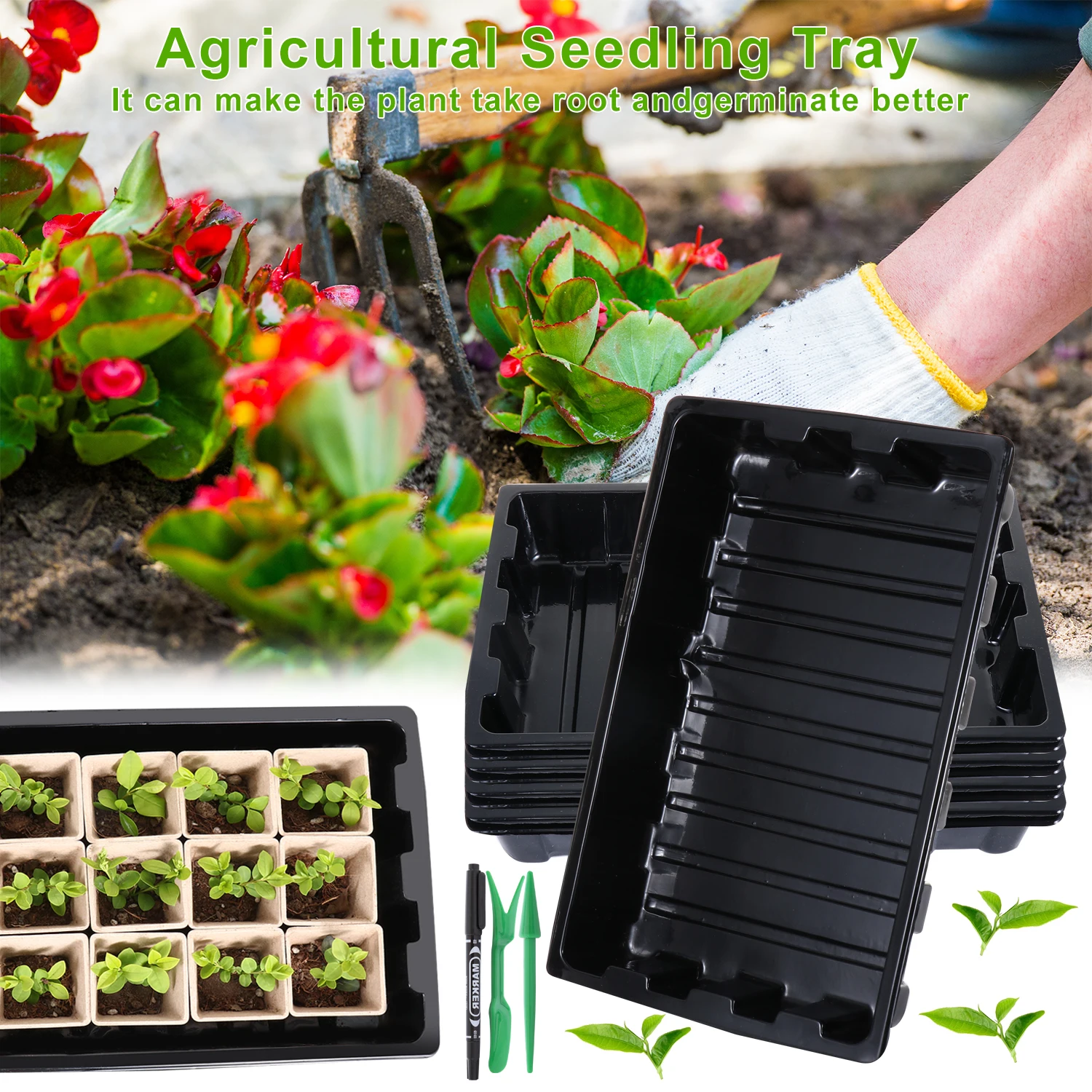 

120 Pcs Plastic Growing Trays Peat Pots for Seedlings Seed Starter Tray 30 Plant Labels Mark Pen Outdoor Herb Garden Nursery