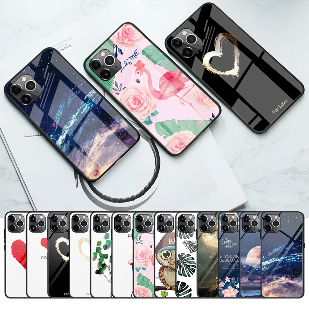 Чехол из закаленного стекла с космосом для iPhone 11 12 Pro Max Xs чехол Луной и звездами XS