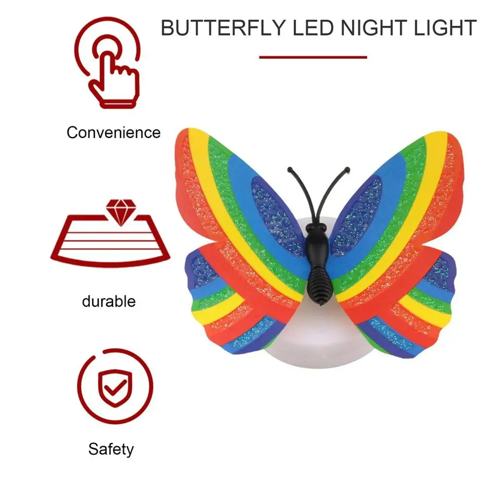 3D Креативный светодиодный ночник бабочка настенные наклейки цветной светильник