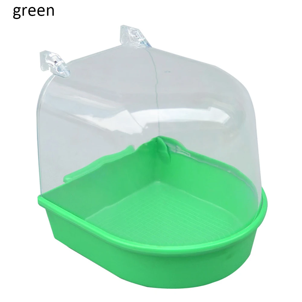 green Ванна для птицы пластиковая водяная Ванна душевая коробка Ванна попугай для попугая Милая птица клетка для домашних животных подвесная миска попугай товары для домашних животных - Цвет: green