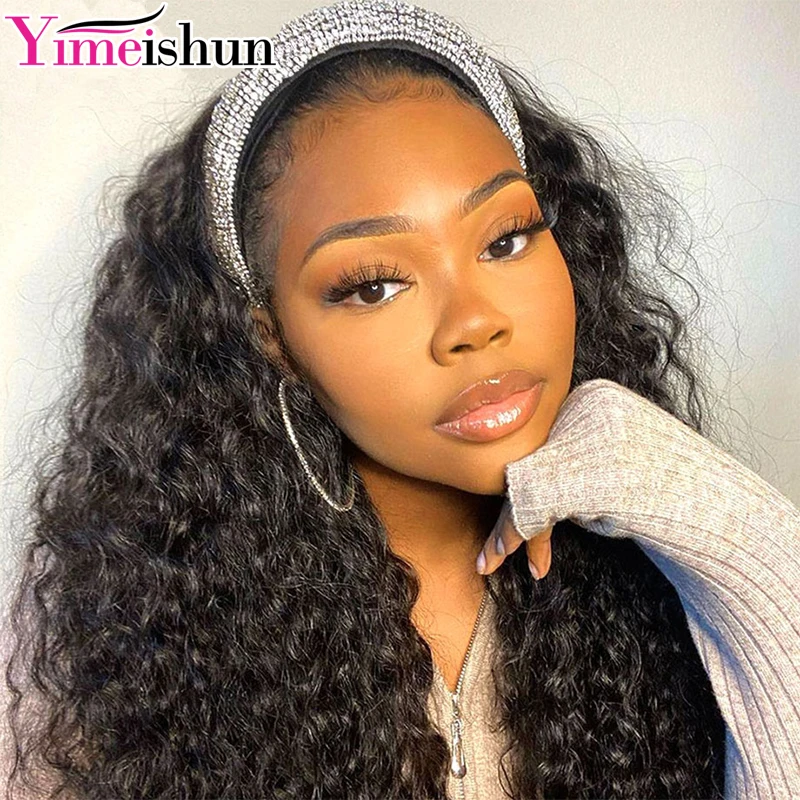 Headband Wig Human Hair Brazilian Deep Curly Hair Wigs For Women Human Hair Deep Wave Headband Wig 8-30 Inch Remy Hair Yimeishun