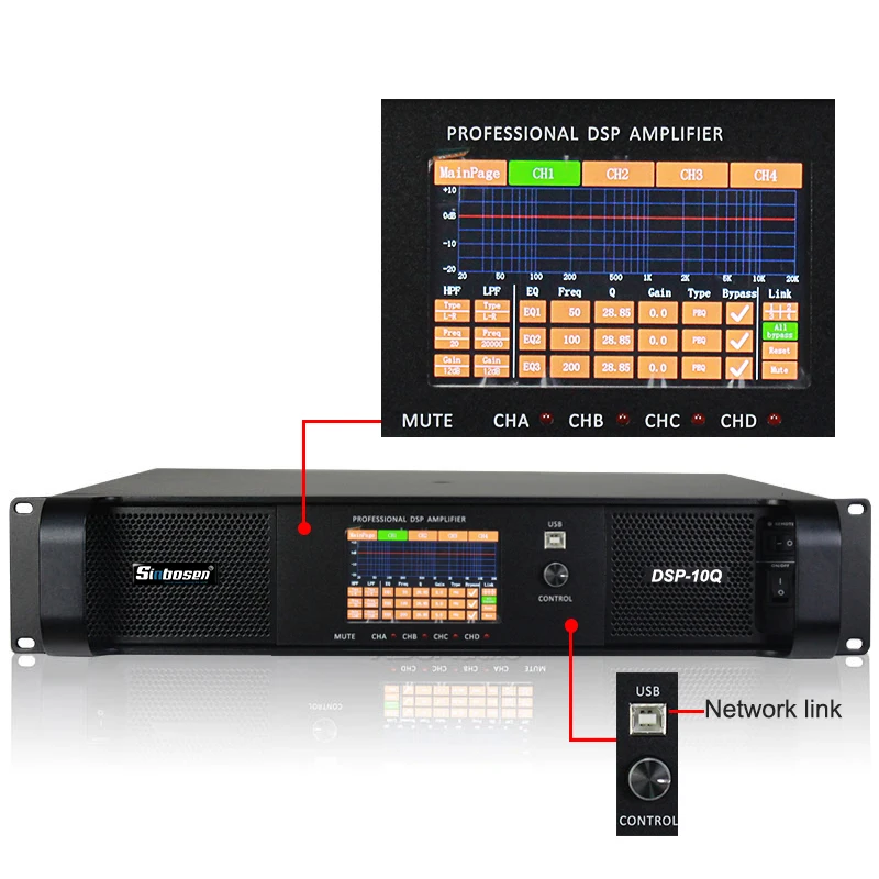 DSP усилитель мощности Профессиональный 4CH 4*2500 ватт класс TD DSP-10Q amplificador de potencia