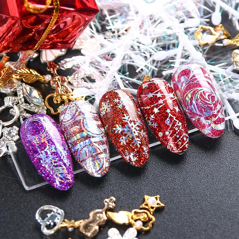 10 шт. голографические черно-белые кружевные фольги для ногтей лазерная полоса