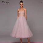 Короткое Тюлевое платье-трапеция Verngo, пыльно-розовый, лавандовый, темно-синий, для выпускного вечера, 2021