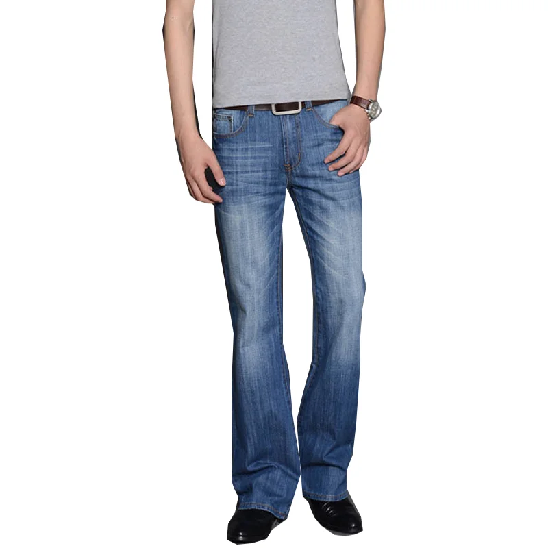 Large size men's denim flared jeans trousers Slim fit classic loose blue black 28-40