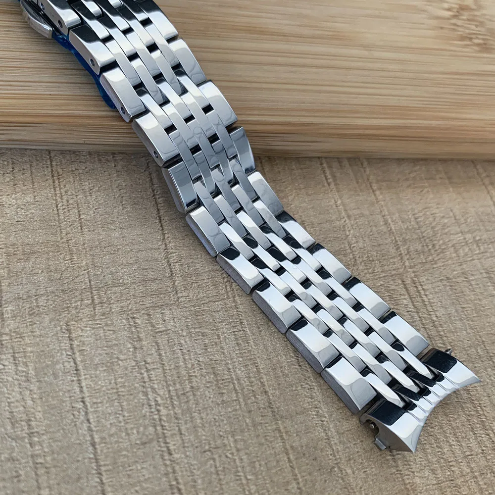 Stainless Steel Curved End Solid Metal Watchband 19mm Silver For TISSOT Watch band 1853 T41 T006T4  Bracelet Strap
