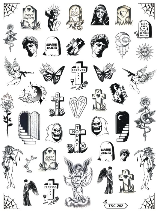 Новейшая модель TSC-202 темно серии Красочный Дизайн 3d дизайн ногтей наклейки для