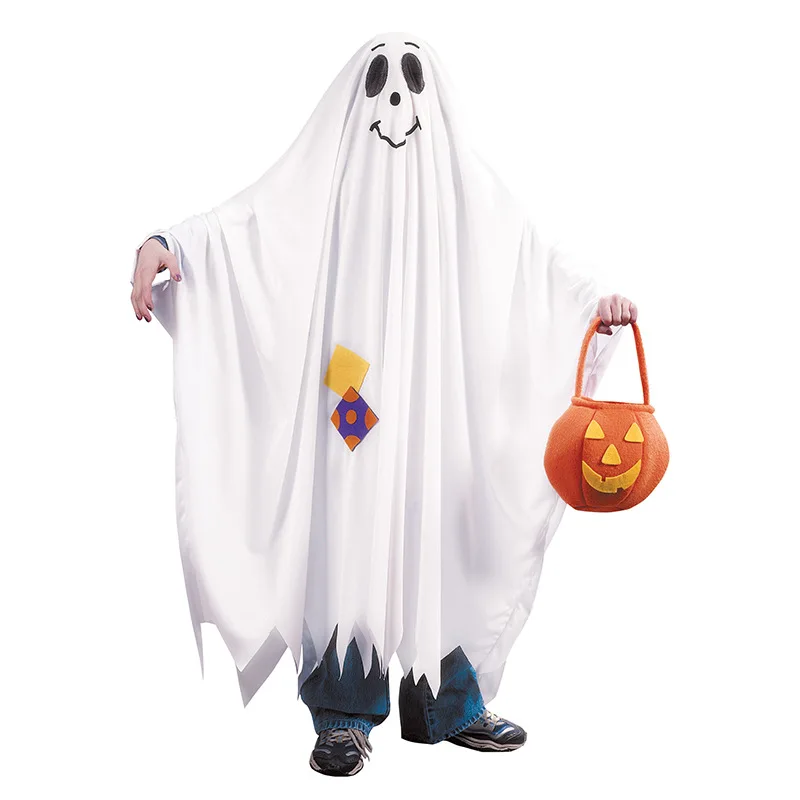 

Witch Ghost Cosplay Cloak Halloween Costumes For Kids Boys Girls Wizard Vampire Performance Show Pumpkin Bag
