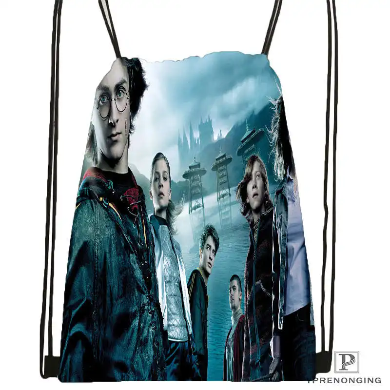 Drawstring Backpack Пользовательские Гарри-Поттер-походная сумка на шнурке для мужчин и женщин милый рюкзак дети ранец(черная спина) 31x40 см#20180611-03-158 - Цвет: Drawstring Backpack
