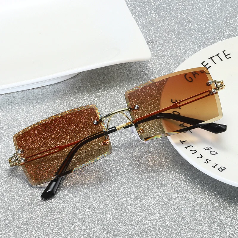 

New fashion rimless cut edge Sunglasses European and American trend women's versatile square Sunglasses