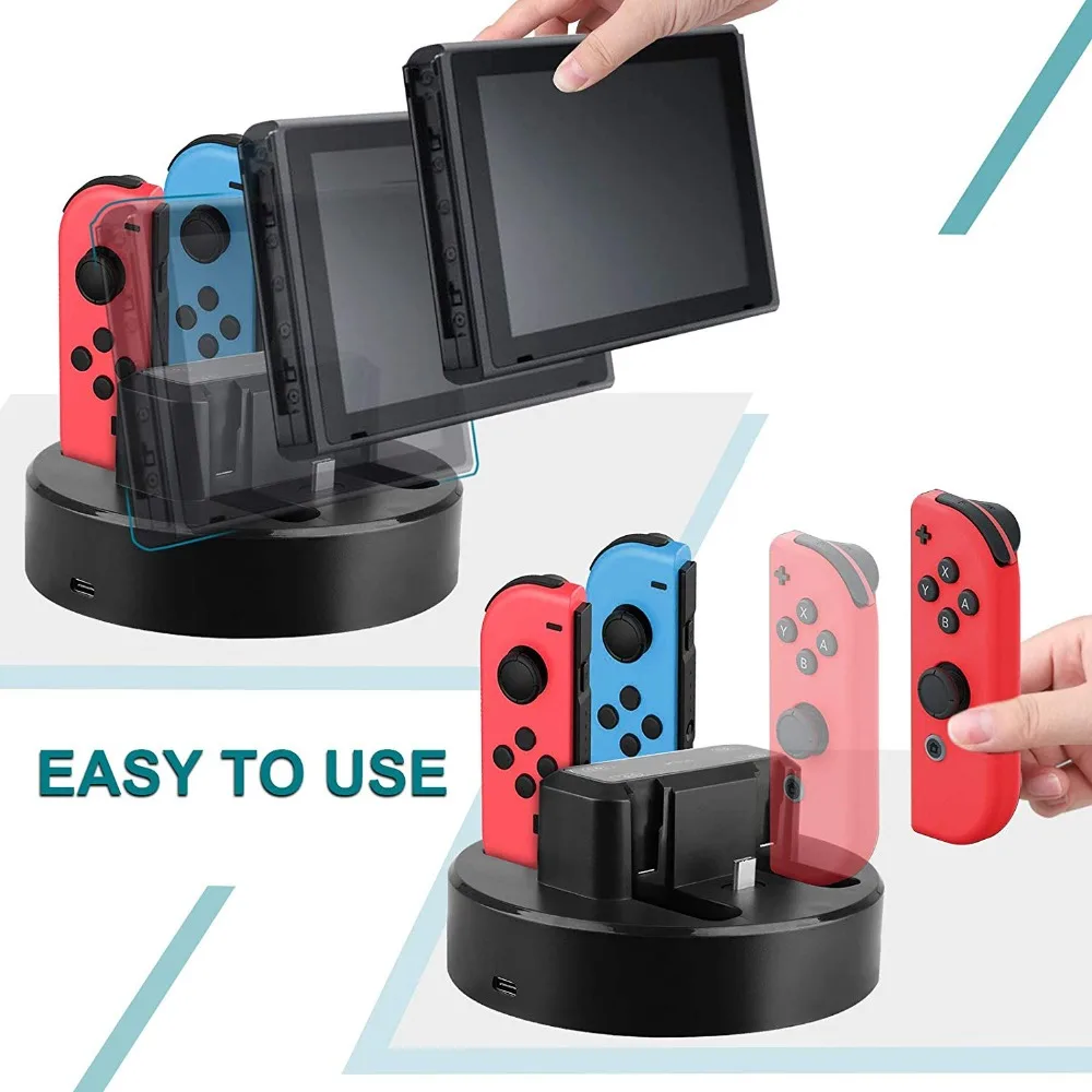 NS переключатель 4 + 1 зарядная док станция для Nintendo Switch светодиодный Зарядное