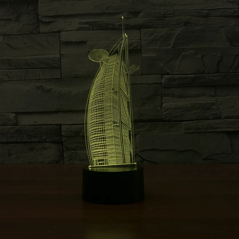 Новый Lugger модель отеля 3d лампа 7 цветов светодиодный ночник для детей сенсорный Usb
