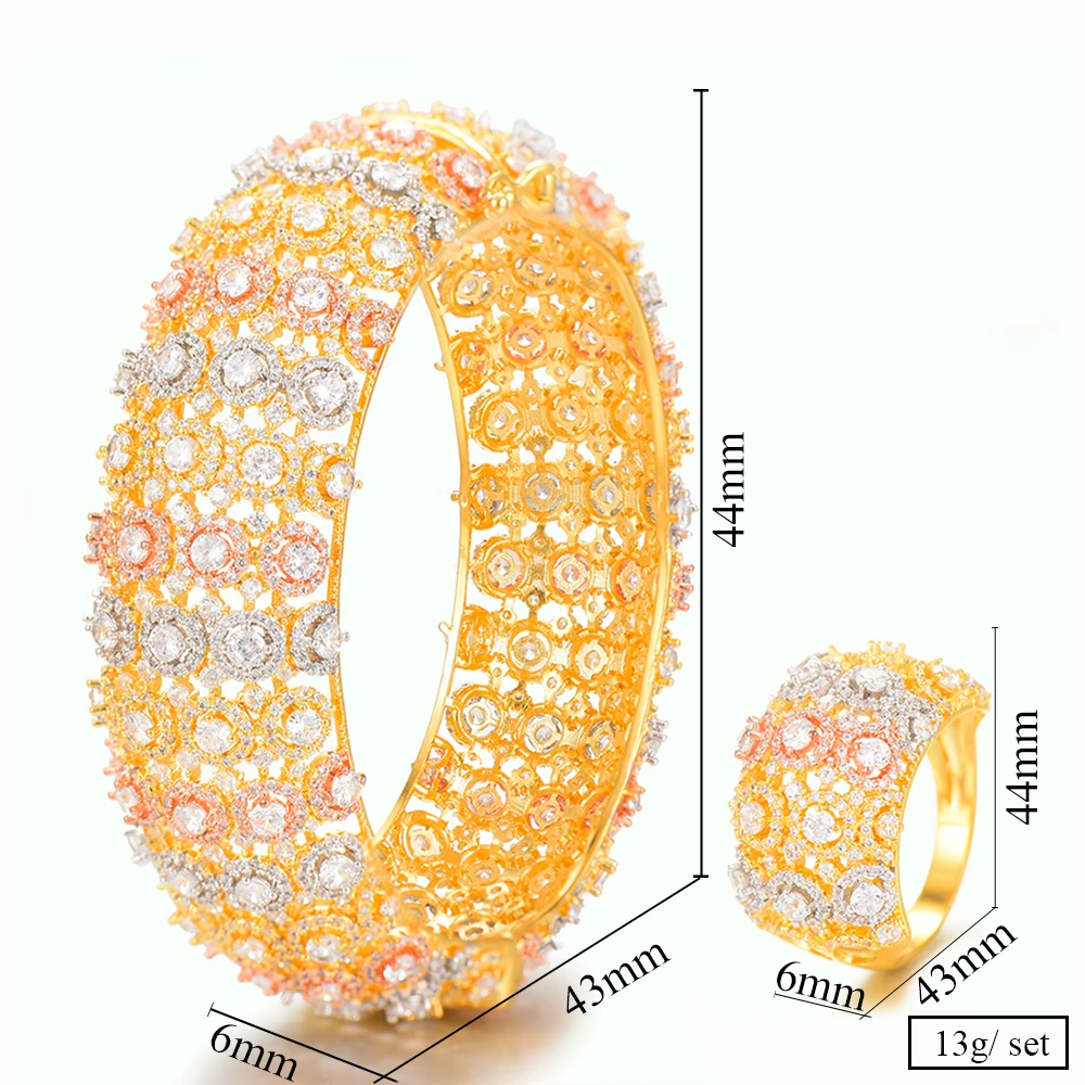 

missvikki 2019 New Luxury African Bangle Ring Jewelry Sets Fashion Shiny CZ Zircon Dubai For Women Bridal Wedding Jewelry Sets
