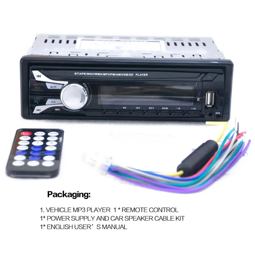 

1188B 1DIN 12V Bluetooth Car Radio Auto Stereo FM MP3 Player AUX Input with Detachable Front Panel & USB SD + Remote Control