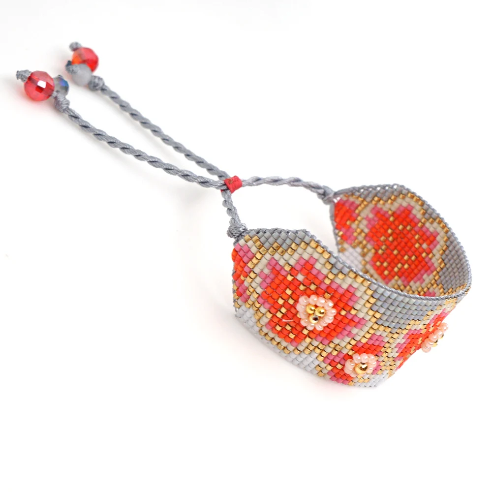 Go2boho MIYUKI браслет, ювелирные изделия в виде цветка, женские браслеты, женские браслеты,, браслеты на манжетах, ручной работы, тканые, богемные, модные, летние, морские
