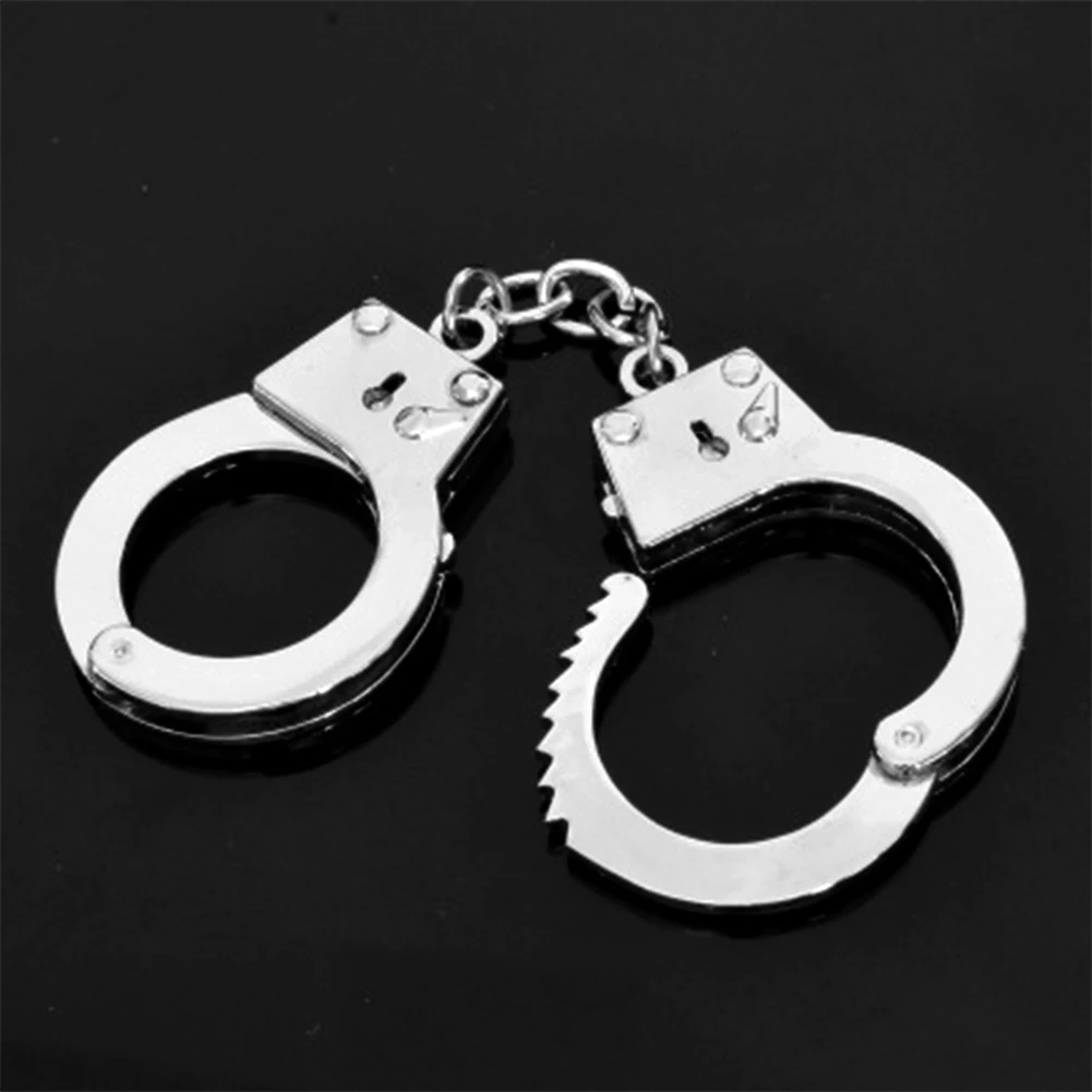 Уникальный металлический Серебряный мини брелок для ключей кольцо наручников