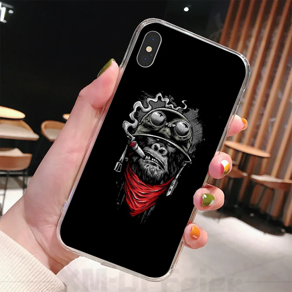 Reayou Monkey Gorilla Ape Baby Drawing TPU Soft Rubber Phone Cover for iPhone 11 pro XS MAX 8 7 6 6S Plus X 5 5S SE XR cover | Мобильные