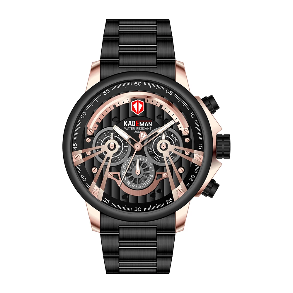 

KADEMAN Watch Men Top Brand Men Watches Full Steel Waterproof Casual Quartz Date Sport Military Wrist Watch Relogio Masculino689