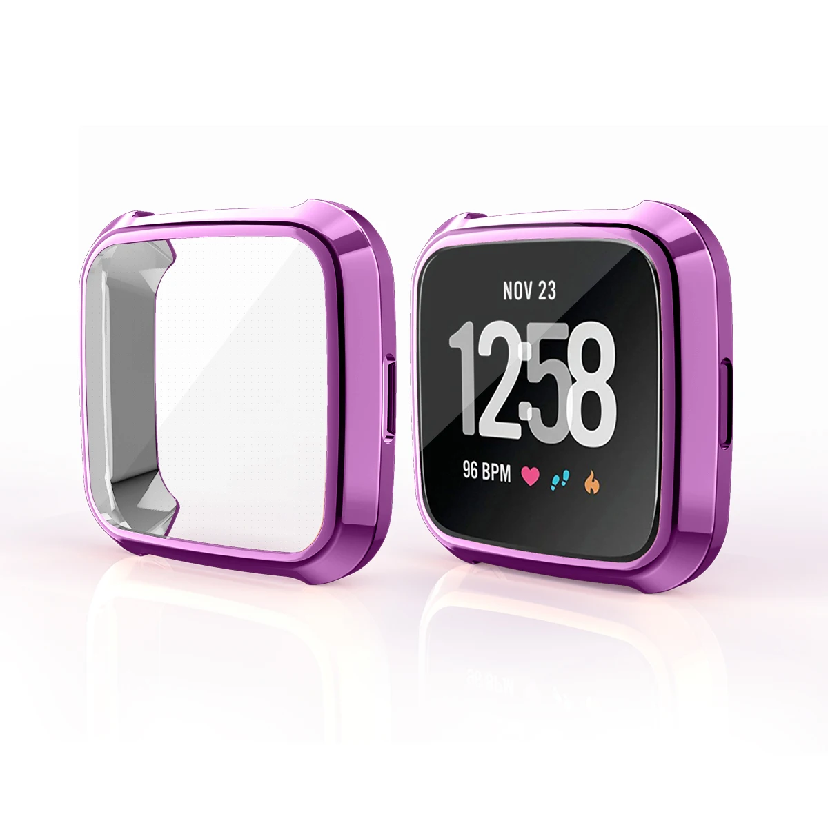 Чехол-бампер для Fitbit Versa lite с защитой от падения, с гальваническим покрытием из ТПУ, Защитный Браслет для циферблата - Цвет: Фиолетовый