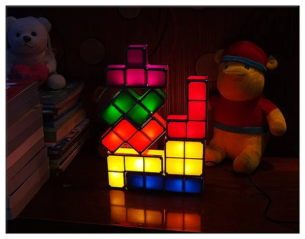 Tetris LED Красочный Детский DIY креативный ночной Светильник праздничные
