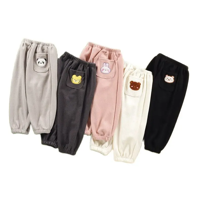 

Spring Kids Girls Sport Pants Spring And Autumn Casual Boys Pants Children Cartoon Trousers 0-6 Years Kids Beam Foot Pants