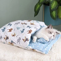 cat bed warm cats sleeping bag deep sleep cave winter removable nest cushion with pillow pet house bed for cats dogs