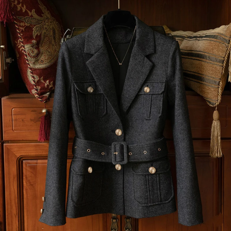 

Women Waistband Blazer Jacket High Quality