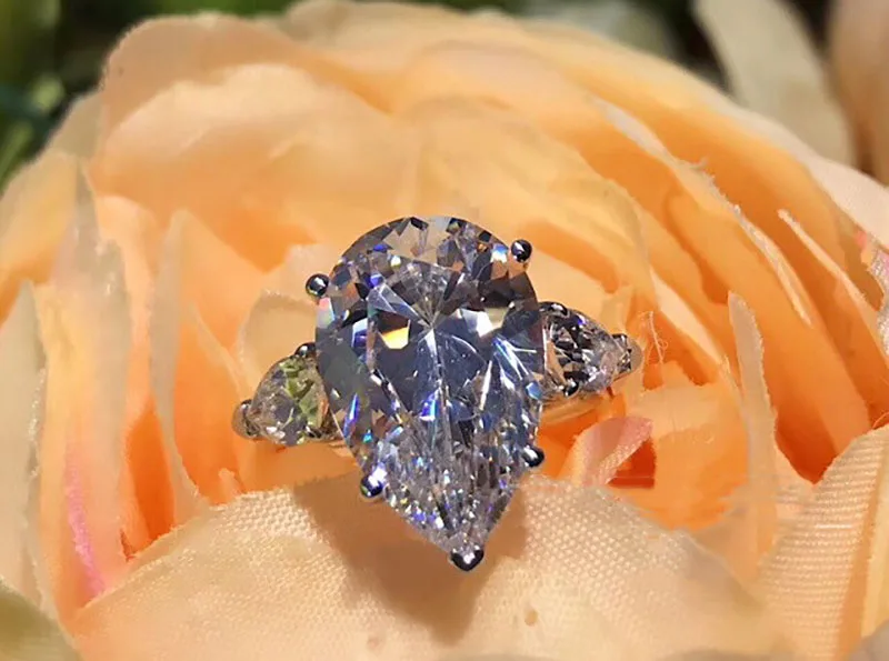 14K золото 5ct D Цвет VVS1 Moissanite кольцо обручальное кольцо с национальным сертификатом H1-13