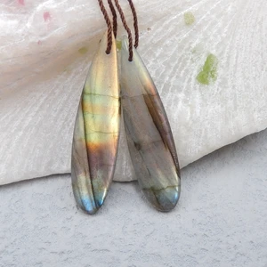 Натуральный Лабрадорит модные полудрагоценные камни, ювелирные изделия аксессуары серьги бусины 44x11x4 мм 6,8 г