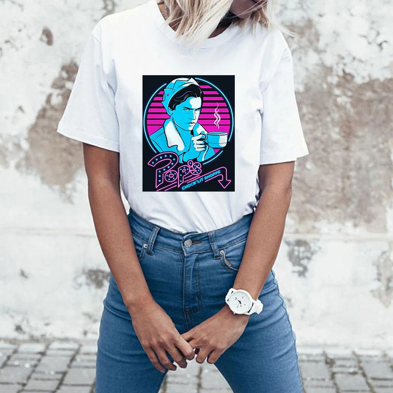 Футболка Lei SAGLY &quotSOUTH SIDE SERPENTS" Женская Sumemr Riverdale размера плюс футболка с круглым