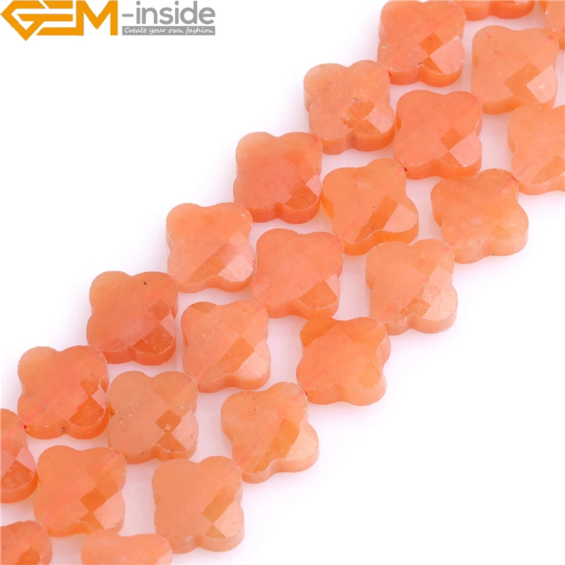 

Fashion 13mm Faceted Plant Clover Flower Shape Natural Assorted Chakras Stone Semi Precious Beads For Jewelry Making 15" Strand