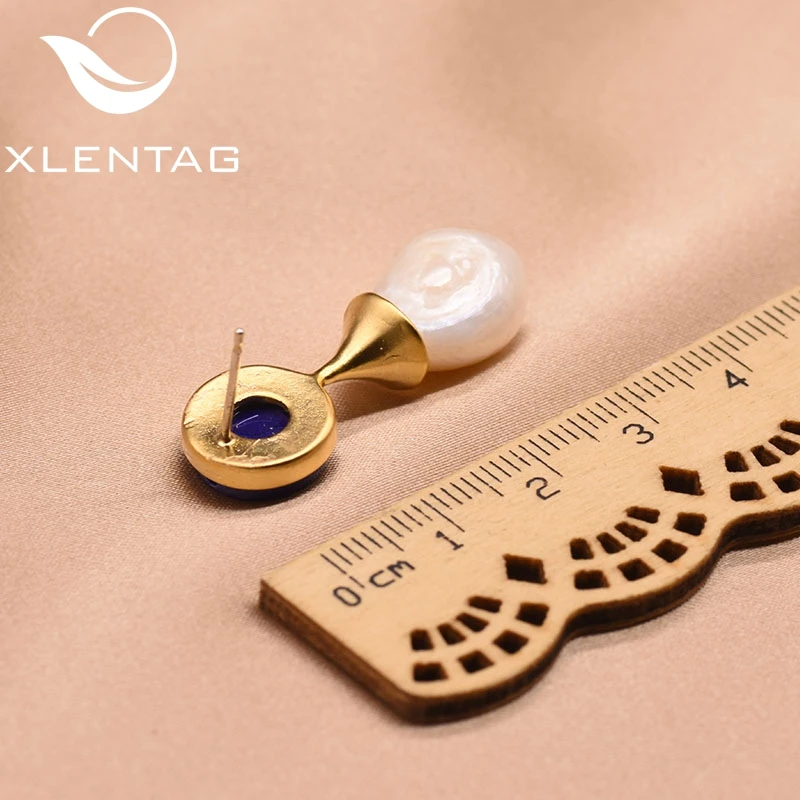 XlentAg из натурального барочного жемчуга, круглые серьги из лазурита, женские сережки с подвесками, ювелирные украшения, букле d'oreille femme GE0692
