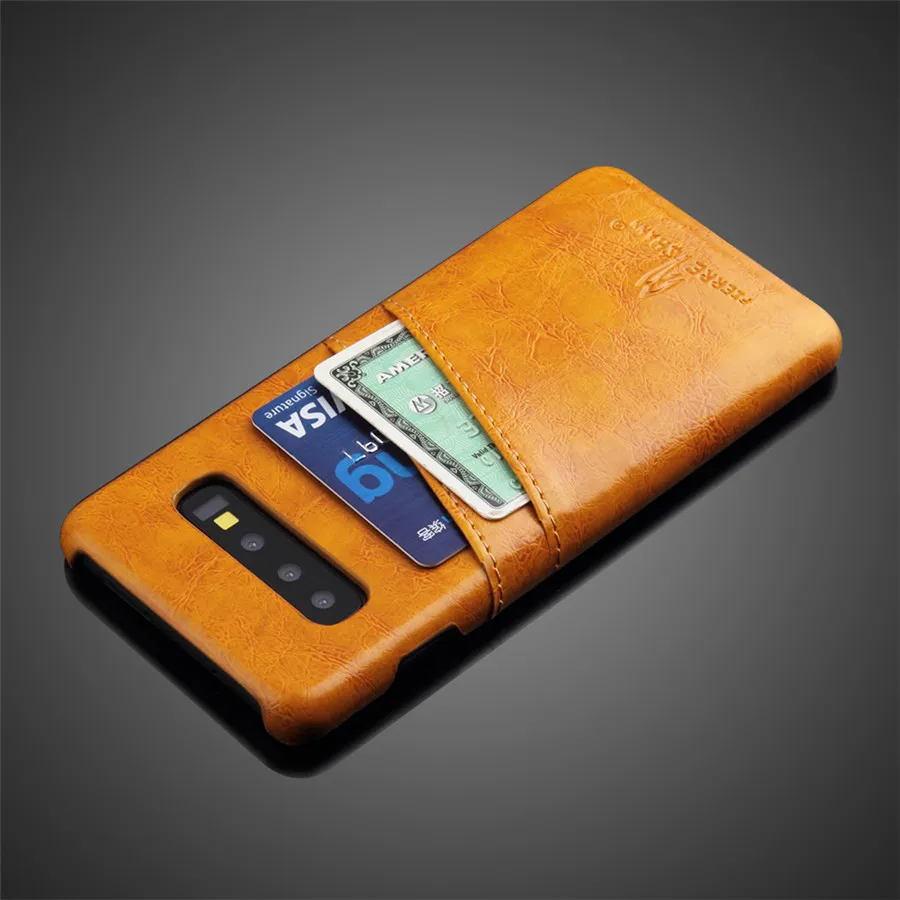 Цвет: желтый Чехол из натуральной кожи для samsung Galaxy S10 Plus S10e S9 S8 Note 10 Pro 8 Note 9 Ретро винтажная задняя защитная крышка чехол - Цвет: Цвет: желтый