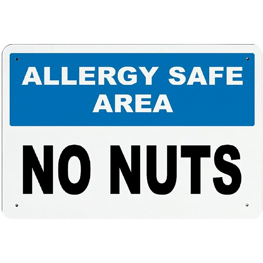 

PotteLove Metal Sign Alllergy Safe Area No Nuts Street Signs Aluminum Weatherproof Horizontal Wall Decoration 8x12inch