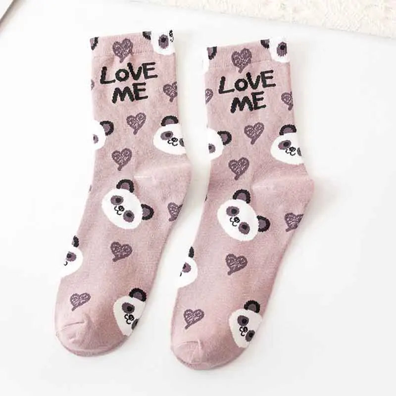 

New 1pc Animal Print Cute Socks Korean Style Women Cartoon Cotton Elastic Letter Soft Sock