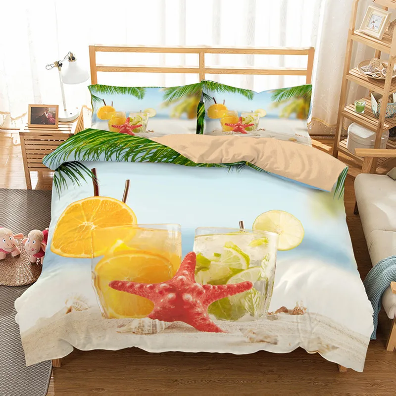 

3D bedding set starfish duvet suit lifelike bedding set pillowcase bed home textiles