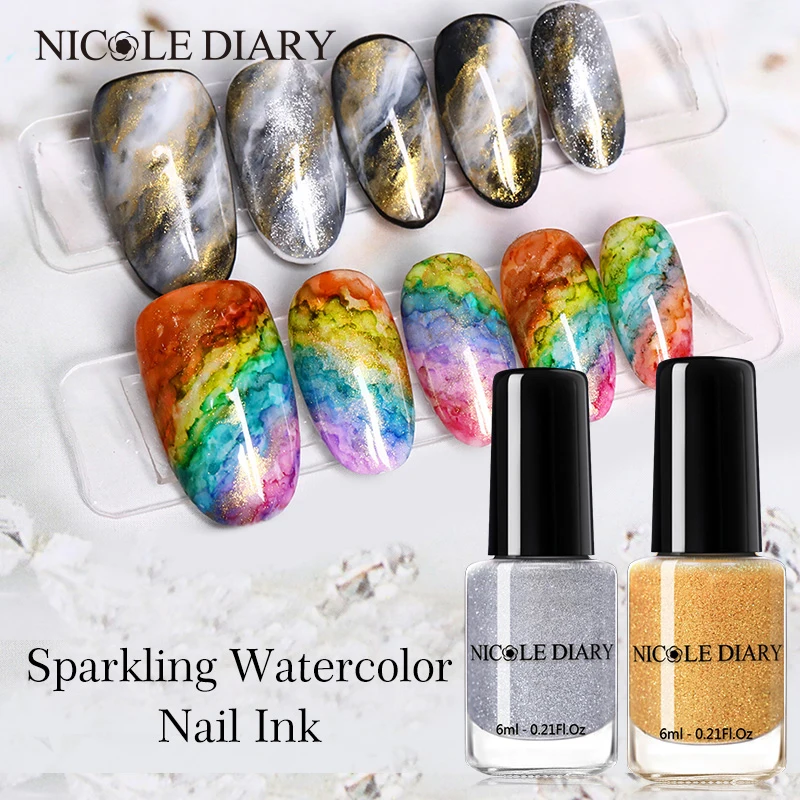 Лак для ногтей NICOLE DIARY с акварельными чернилами блестящий УФ-гель эффект дыма