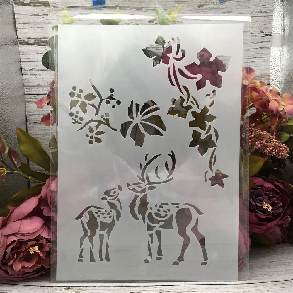 

29*21cm A4 Mother Son Deer DIY Layering Stencils Wall Painting Scrapbook Coloring Embossing Album Decorative Template