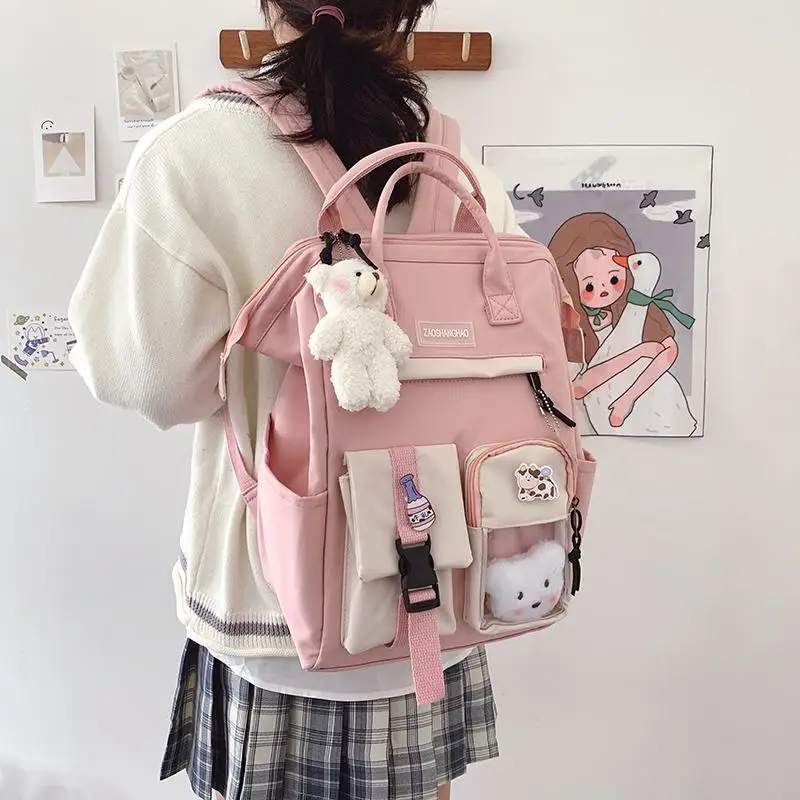 

2021 Preppy Purple Backpack Women Waterproof Candy Colors Backpacks Fancy High School Bags for Teenage Girl Cute Travel Rucksack