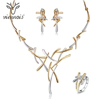 viennois jewelry sets for women necklace earrings ring sets rose gold gun color bridal wedding jewelry sets party prom gifts